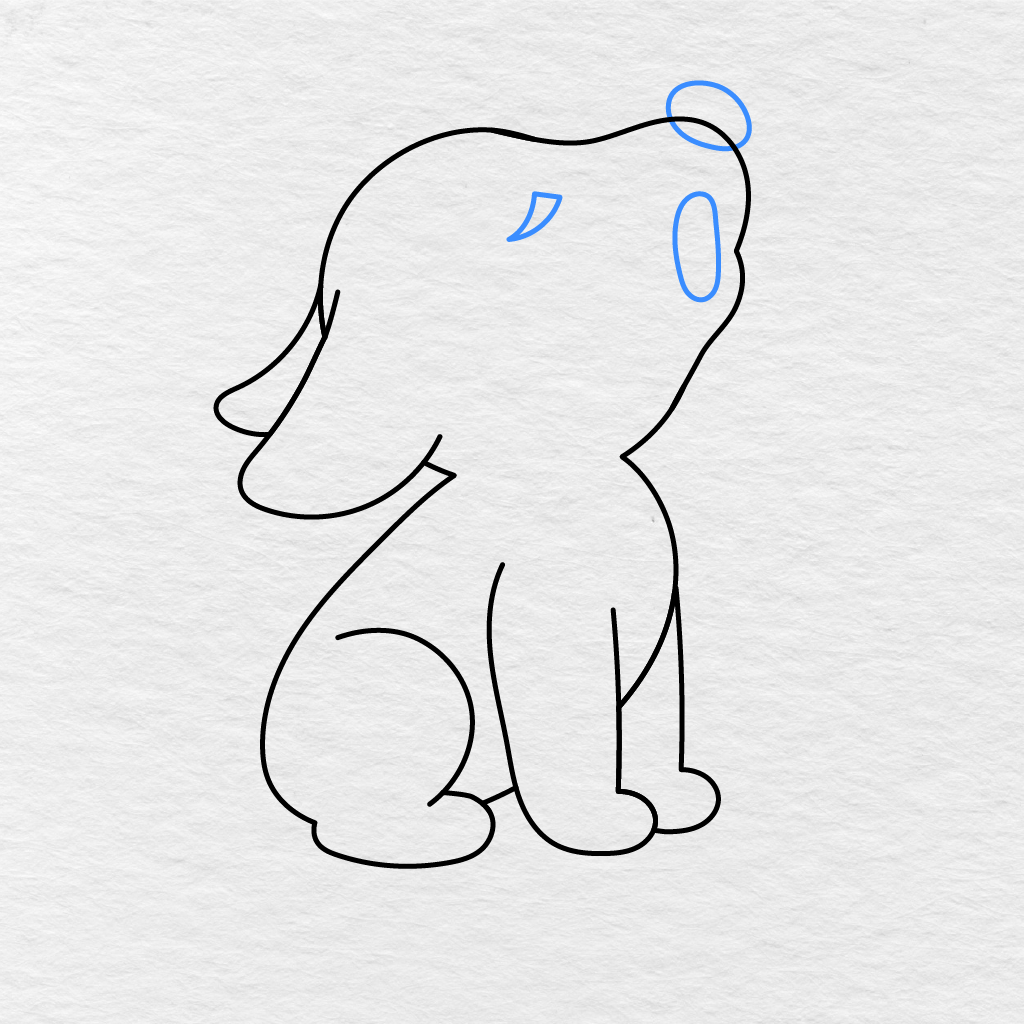 Step 6 Showing The Wolf’s Nose, Closed Eye, And Open Mouth For A Howling Expression.