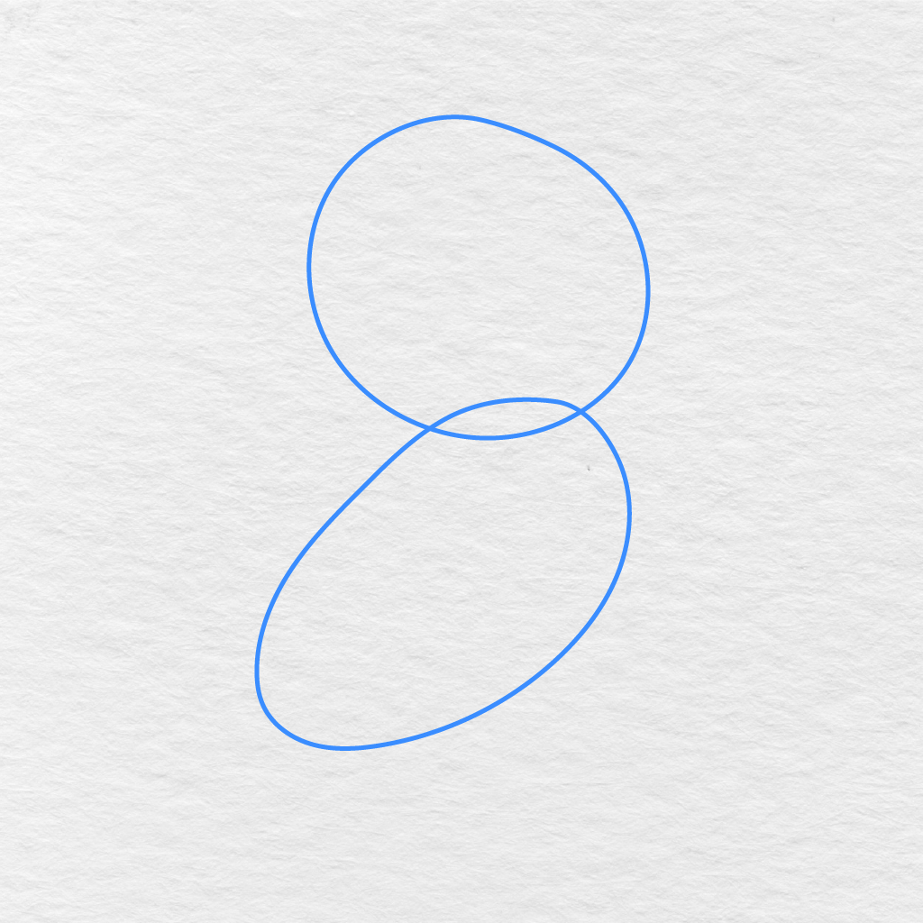 Step 1 Showing A Circle And Tilted Oval Used To Guide The Wolf’s Head And Body.