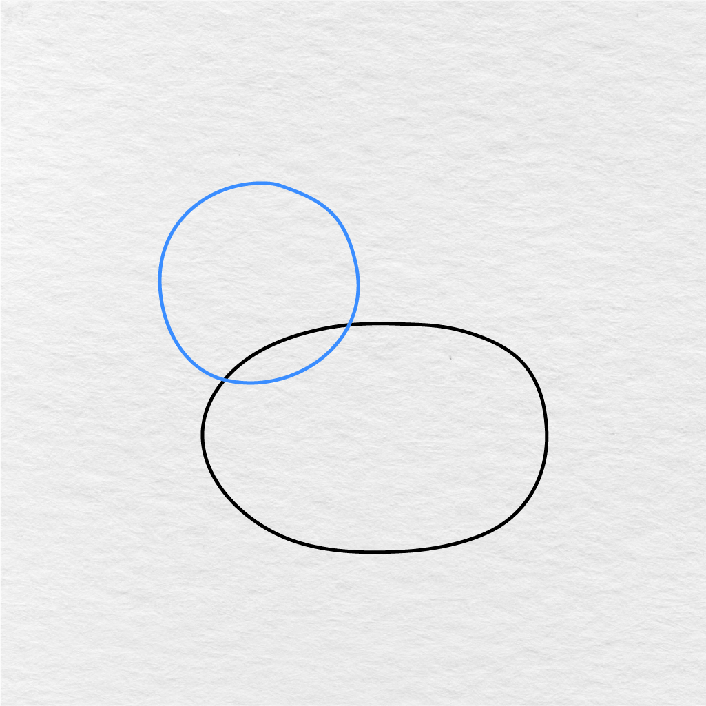 Step 2 Showing How To Draw An Elephant With A Rounded Head Added To The Body.