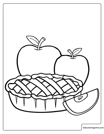 Apples On Tree Branches Coloring Page With Leaves.