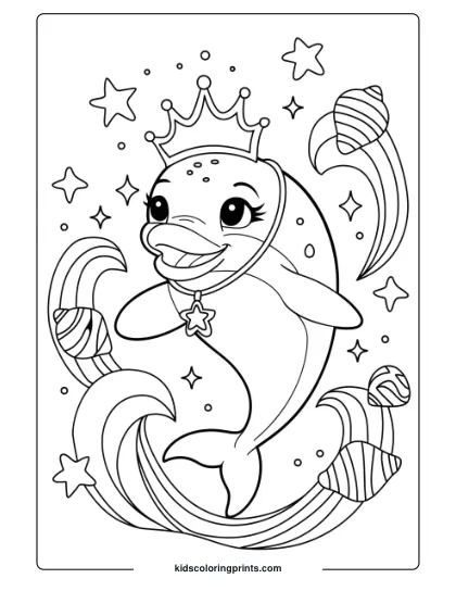 Barbie’s Dolphin With Decorative Elements, Creating A Magical Coloring Page.