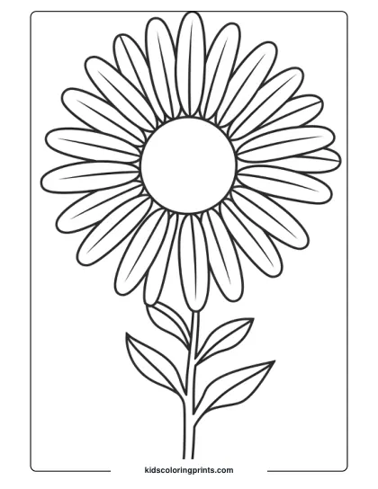 A Large Daisy With Bold, Thick Petals And Simple Stem, Easy And Fun For All Ages To Color.