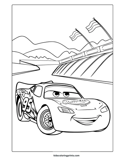 Lightning Mcqueen Coloring Page Smiling.