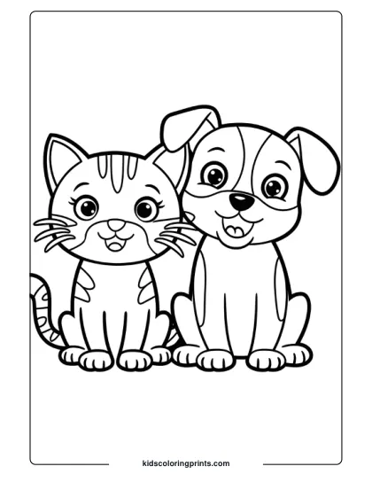 Cat And Dog Coloring Page