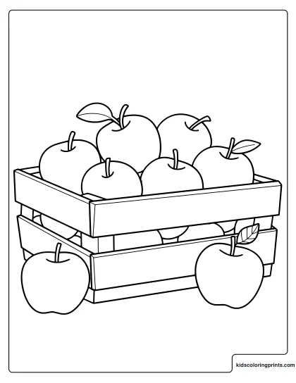 Crate Full Of Apples Coloring Page.