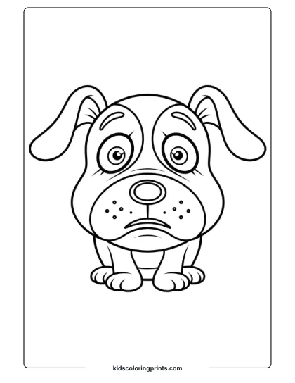Surprised Dog With Floppy Ears And A Shocked Expression In A Dog Coloring Page.