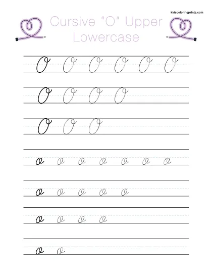 Cursive O Worksheet Showing Uppercase And Lowercase O For Cursive Handwriting.