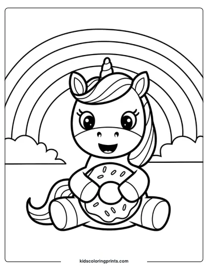 Unicorn Donut Coloring Page
