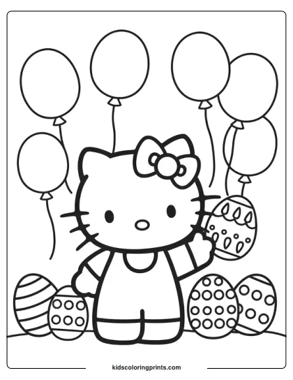 Hello Kitty Easter Coloring Page
