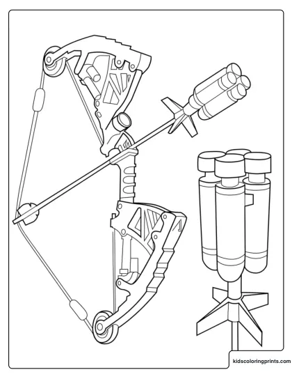 Fortnite Mechanical Explosive Bow Coloring Page With Bow Explosive Arrow And Rocket Bundle