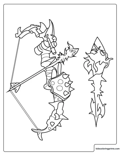 Fortnite Primal Flame Bow Coloring Page With Spiked Bow And Flame Arrow