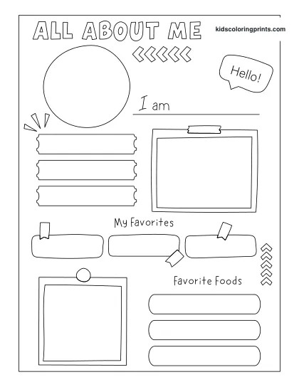 Free Printable All About Me Worksheet For Kids To Write Their Favorites, Family, And Fun Facts.