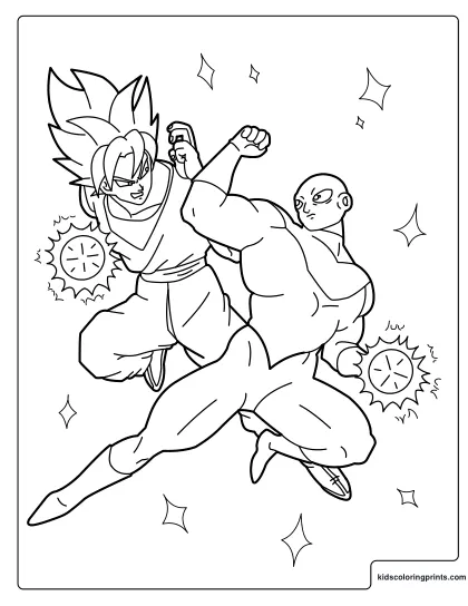 Goku Versus Jiren Coloring Page With Both Characters In Midair