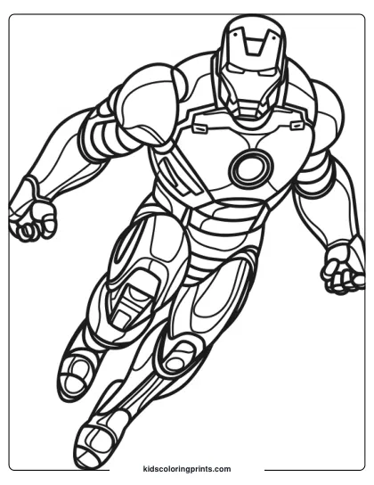 Iron Man Flying Coloring Page