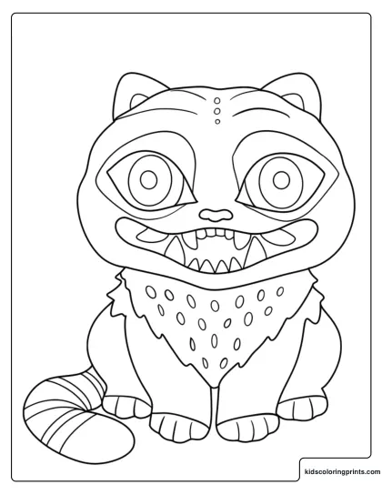 Derpy Cute Monster Coloring Page With Big Eyes And Sharp Teeth