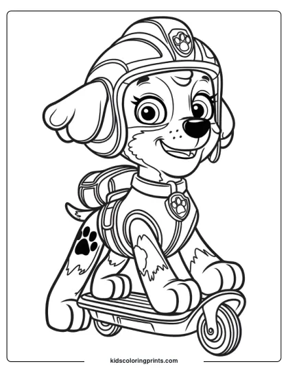 Marshall Rides A Skateboard Coloring Page