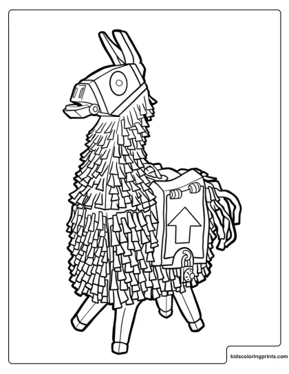 Llama From Fortnite Coloring Page With Supply Pack And Layered Fringe