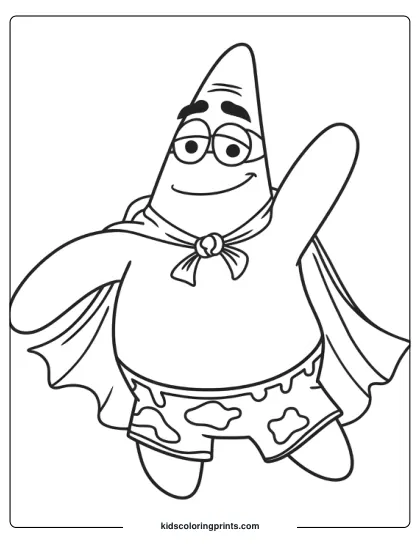 Patrick Star Transforms Into A Superhero In This Action-Packed And Fun Coloring Sheet.