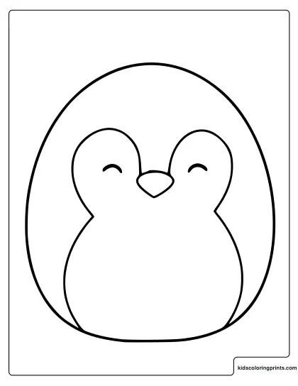 Piper The Penguin Squishmallow Coloring Page With Closed Eyes And Beak.