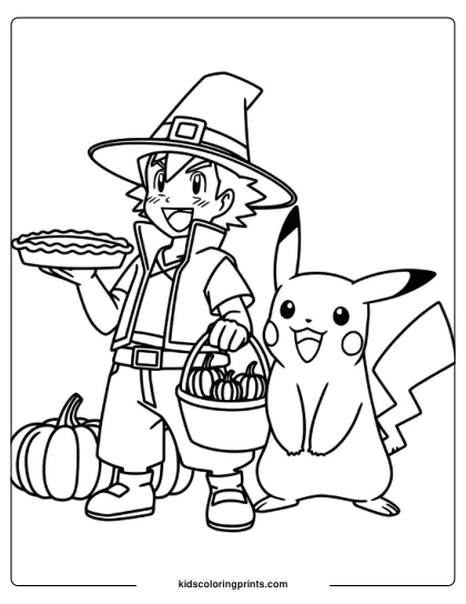 Pokemon Thanksgiving Coloring Page