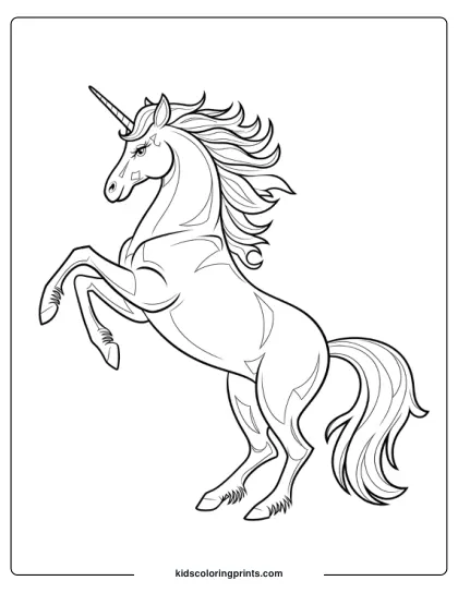 Realistic Unicorn Coloring Page