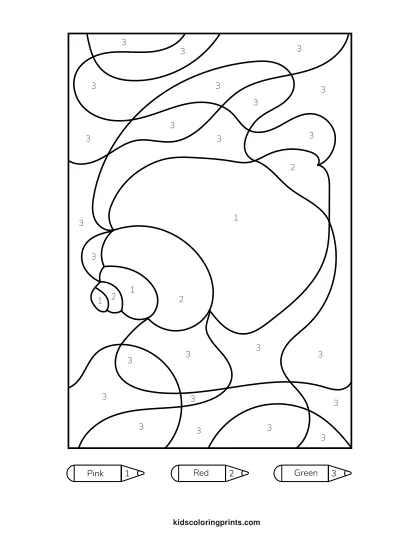 Sea Shell Color By Number Coloring Page With A Conical Shell Placed On A Soft Sandy Base, Perfect For Beach Themes.
