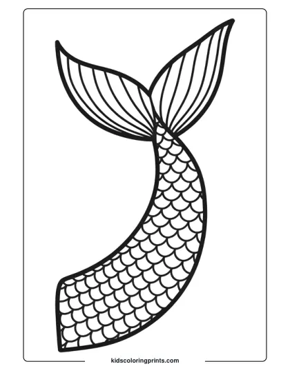 Simple Mermaid Tail Outline With Intricate Scales, Curving Gracefully In This Kid-Friendly Coloring Page.