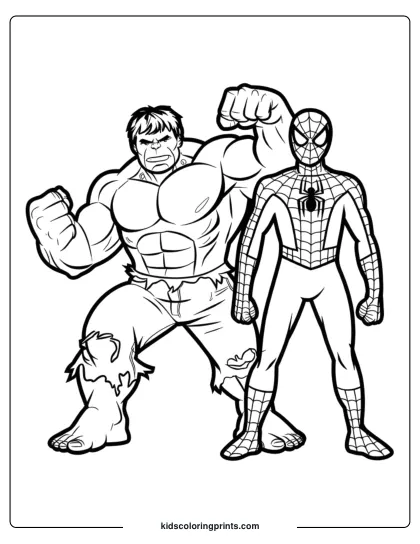 Spiderman And Hulk Coloring Page