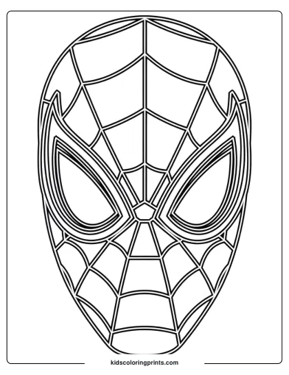 Spiderman Face, Mask And Head Coloring Page