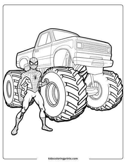 Spiderman Monster Truck Coloring Page
