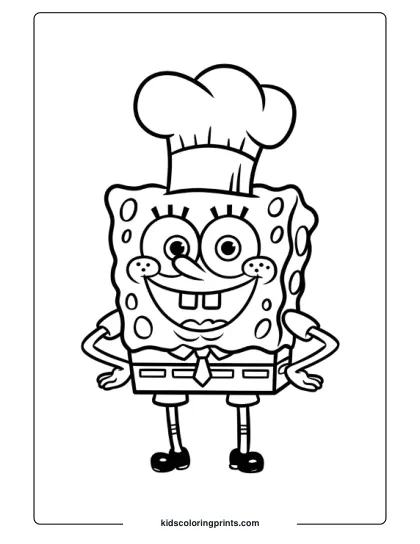Spongebob Is Ready To Cook As A Chef In This Fun And Creative Coloring Page For Kids.