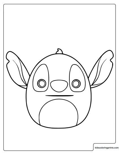 Stitch Squishmallow Coloring Page With Large Ears And Wide Eyes.