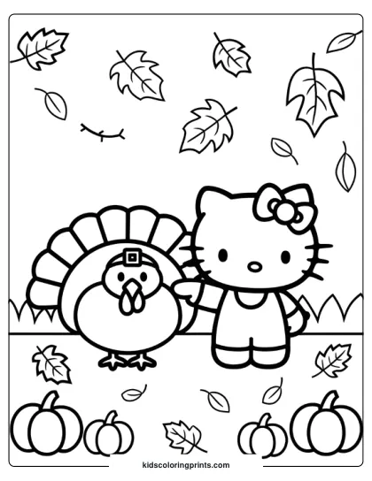 Hello Kitty Thanksgiving Coloring Page