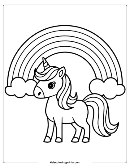 Unicorn Rainbow Coloring Page