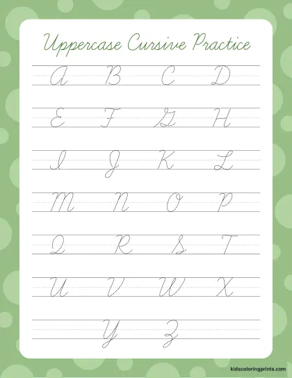 Uppercase Cursive Practice Alphabet Worksheet With Traceable Capital Letters From A To Z